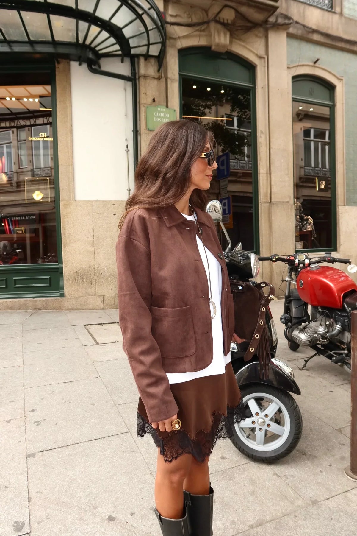 Chaqueta Roma Efecto Ante Chocolate™