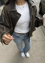 Bomber Oversize de Mujer con Acabado Desgastado - imagen 2