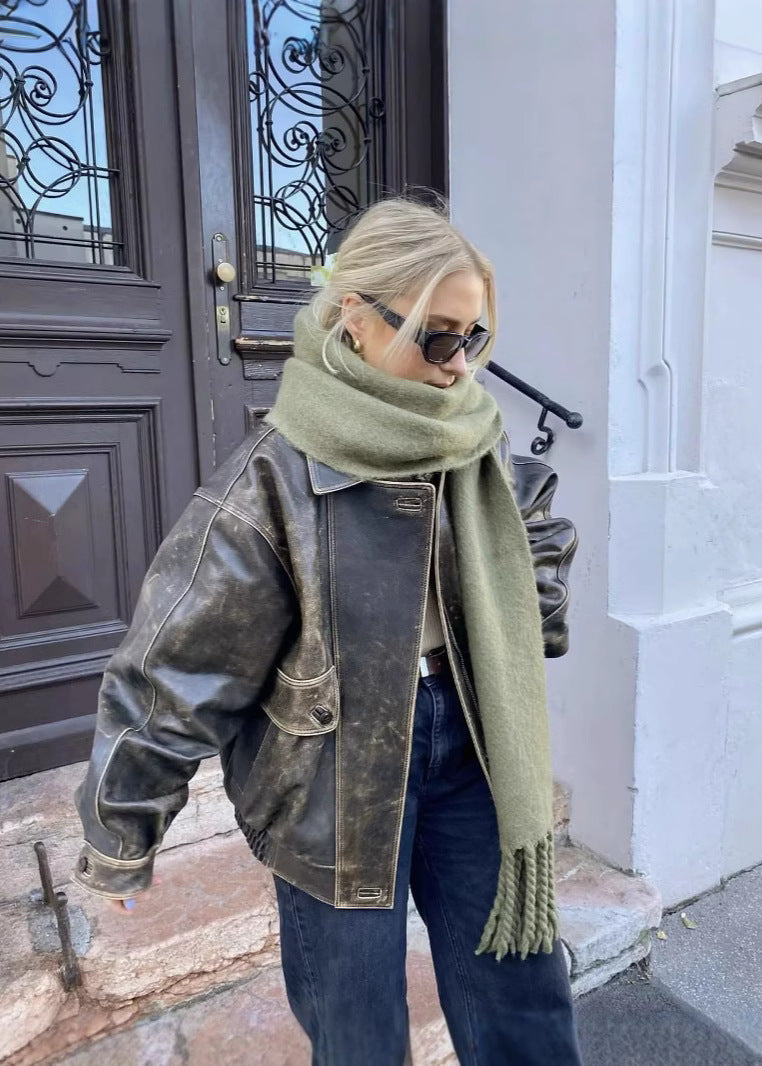 Bomber Oversize de Mujer con Acabado Desgastado - imagen 4