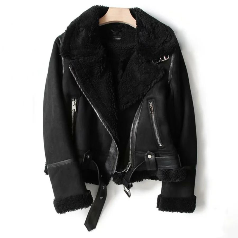 Chaqueta Biker de Mujer con Forro Teddy y Cremallera Diagonal - imagen 4