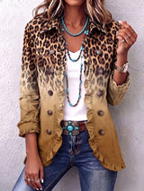 Women's Fashion Leopard Print Long Sleeve Ruffled Buttoned Cardigan Shirt Casual Western Style Tops Spring Autumn Shirts Women - 3