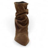 Sacha - Bottines Femme Daim Plissé à Talon