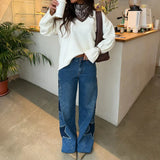 Women Denim Pant Jeans Vintage Wide Leg Long Pants Print High Waist Straight Trousers Y2k Streetwear Work Casual Loose 2026
