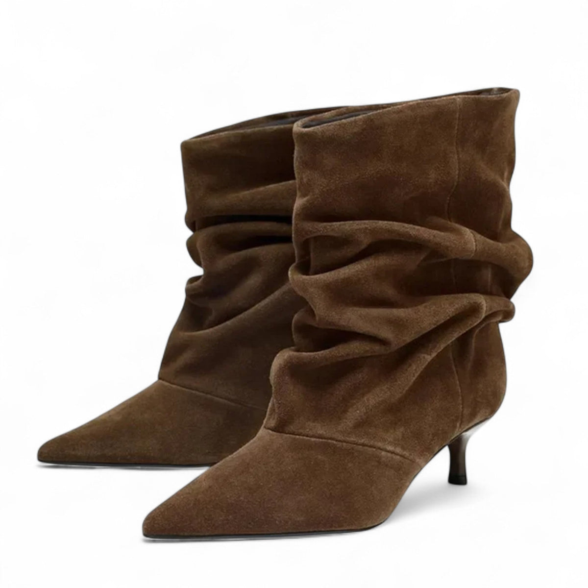 Sacha - Bottines Femme Daim Plissé à Talon