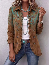 Women's Fashion Leopard Print Long Sleeve Ruffled Buttoned Cardigan Shirt Casual Western Style Tops Spring Autumn Shirts Women - 37