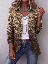 Women's Fashion Leopard Print Long Sleeve Ruffled Buttoned Cardigan Shirt Casual Western Style Tops Spring Autumn Shirts Women - 35