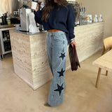 Women Denim Pant Jeans Vintage Wide Leg Long Pants Print High Waist Straight Trousers Y2k Streetwear Work Casual Loose 2026