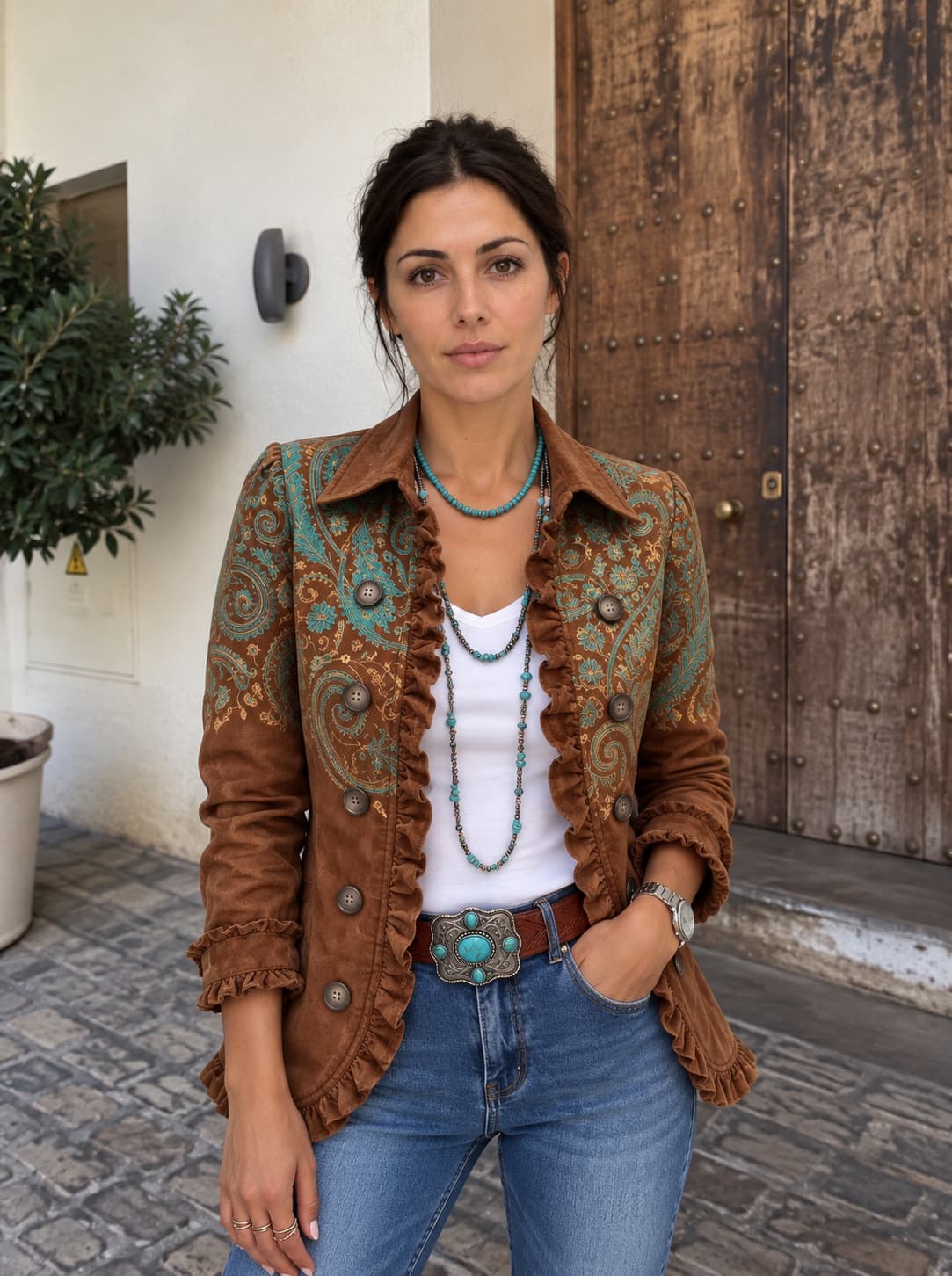 Giacca Western Con Volant
