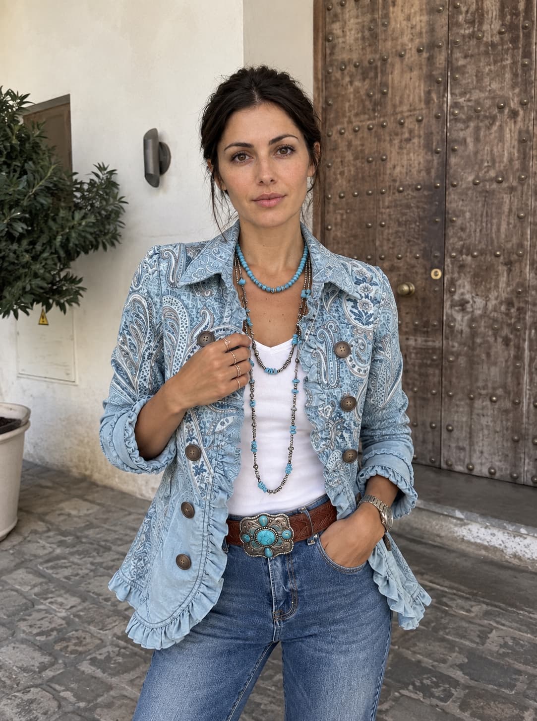 Giacca Western Con Volant