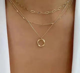 Trinidad - Collar Dorado Clásico de Capas con Colgante